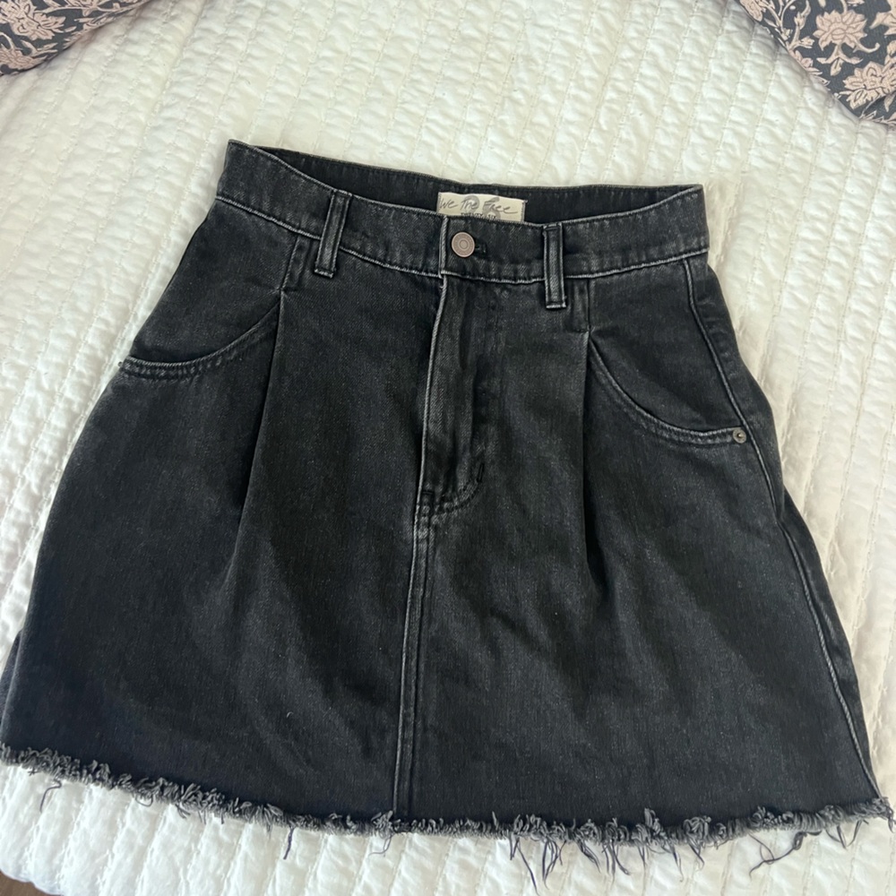 We The Free Black Denim Mini Skirt